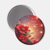 Rode Kerst Bloem Kerstmagneet Magneet (Voorkant / Achterkant)