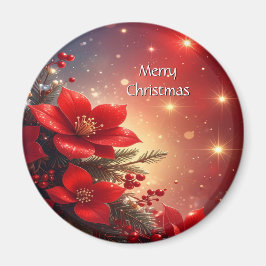 Rode Kerst Bloem Kerstmagneet Magneet