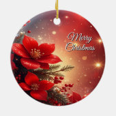 Rode Kerst Bloem Kerstmis Ornament (Achterkant)