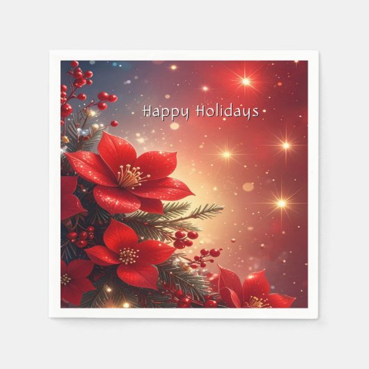 Rode Kerst Bloem Kerstmis Servet (Voorkant)