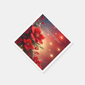 Rode Kerst Bloem Kerstmis Servet (Hoek)