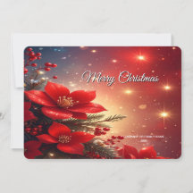 Rode Kerst Bloemrijke Vakantiewenskaart