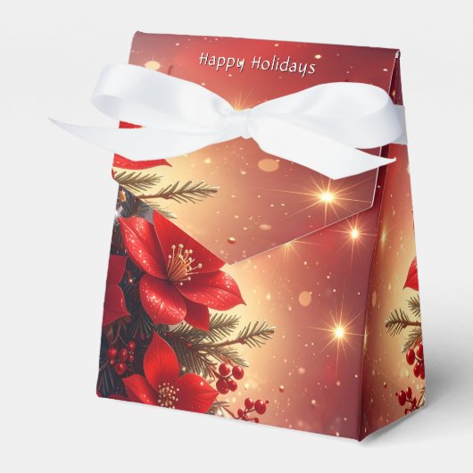 Rode Kerst Bloemstuk Vakantiecadeau Doos Bedankdoosjes (Voorkant Zijde)