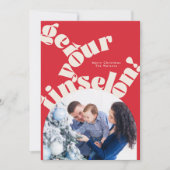 Rode Kerst Bold Typografie Oval Arch Foto Feestdagenkaart (Voorkant)