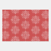 Rode kerst borduurwerk noordse sneeuwkunst inpakpapier vel (Voorkant 3)