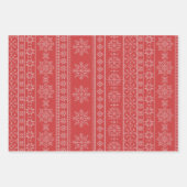 Rode kerst borduurwerk noordse sneeuwkunst inpakpapier vel (Voorkant 2)