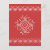 Rode kerst, borduurwerk, sneeuwvlokkunst, seizoens briefkaart (Voorkant)