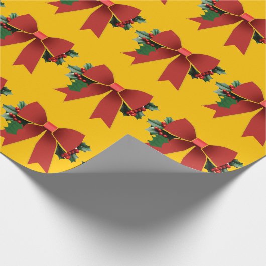 Rode Kerst Bow Goud Inpakpapier (Hoek)