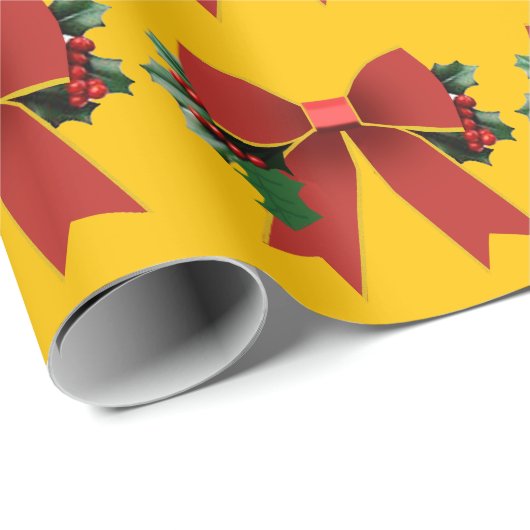 Rode Kerst Bow Goud Inpakpapier (Rol Hoek)