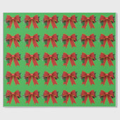 Rode Kerst Bow Green Wrapping Paper Cadeaupapier (Vlak)