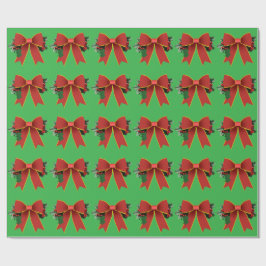 Rode Kerst Bow Green Wrapping Paper Cadeaupapier