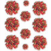 Rode Kerst Bow Ribbons Plaid Lint Xmas Bogen Sticker (Voorkant)