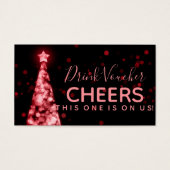 Rode Kerst Bruiloft Drink Voucher Visitekaartje (Voorkant)