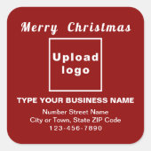Rode Kerst Business Square Shape Sticker (Voorkant)