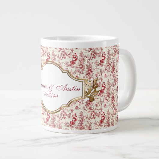 Rode Kerst Chinoiserie Passen getrouwd Grote Koffiekop (Voorkant rechts)