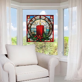 Rode Kerst CNDL Faux Glas in lood Window Cling Raamsticker