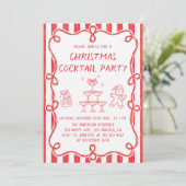 Rode Kerst Cocktailparty Kaart (Staand voorkant)