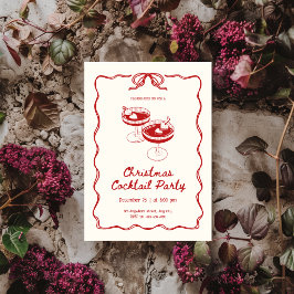 Rode Kerst Cocktailparty Kaart