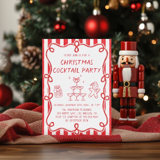 Rode Kerst Cocktailparty Kaart