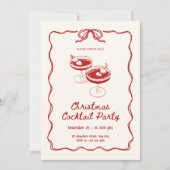 Rode Kerst Cocktailparty Kaart (Voorkant)