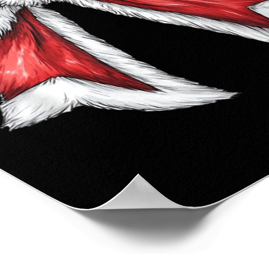 Rode Kerst Coquette Bow Santa Poster (Hoek)