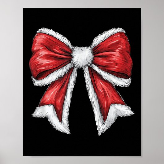 Rode Kerst Coquette Bow Santa Poster (Voorkant)