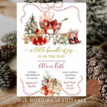 Rode Kerst Coquette Koets Meisje Baby Shower 