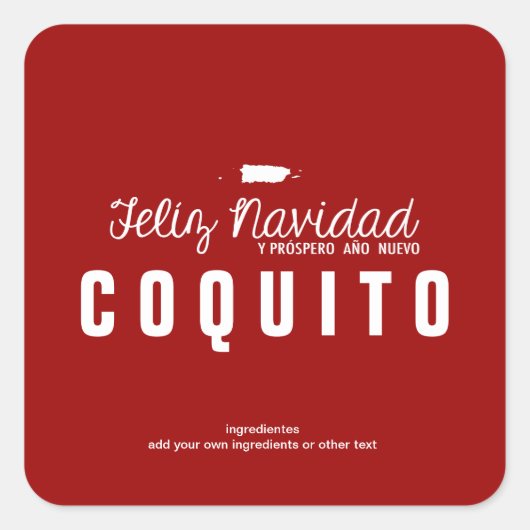 Rode Kerst Coquito Vierkante Sticker (Voorkant)