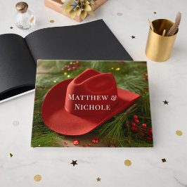 Rode Kerst Cowboyhoed Huwelijk Gastenboek