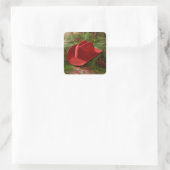 Rode Kerst Cowboyhoed Vierkante Sticker (Tas)