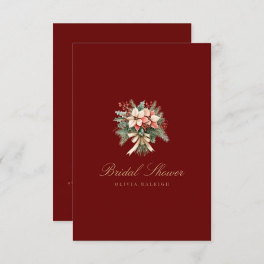 Rode Kerst Decor Bruids Douche Uitnodiging (Voorkant / Achterkant)