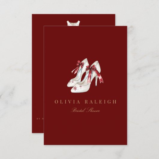 Rode Kerst Decor Bruids Douche Uitnodiging (Voorkant / Achterkant)