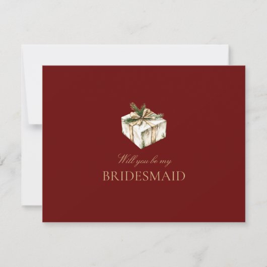 Rode Kerst Decor Bruidsmeisje voorstel Kaart (Voorkant)