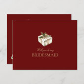 Rode Kerst Decor Bruidsmeisje voorstel Kaart (Voorkant / Achterkant)