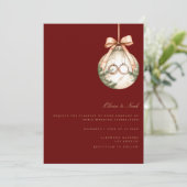 Rode Kerst Decor bruiloft uitnodiging Kaart (Staand voorkant)