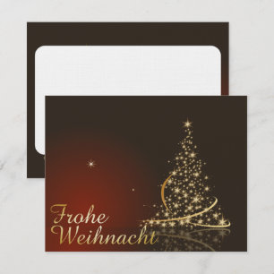 Rode kerst decoratie met gouden kerstboom kaart