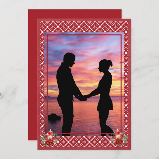 Rode Kerst Een Foto Snowflake Feestdagenkaart (Voorkant / Achterkant)