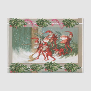 RODE KERST ELVEN VEGEN IN SNEEUW Mistletoes Tissuepapier