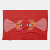 Rode Kerst Engel Hart Sterren Vleugels Halo Theedoek (Horizontaal)