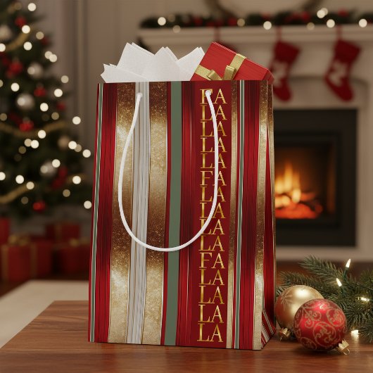 Rode Kerst Fa La La Patroon#27 ID1009 Medium Cadeauzakje