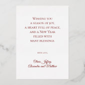 Rode Kerst Familie Foto Liefde Vrede Joy Gold Folie Feestdagenkaart (Achterkant)