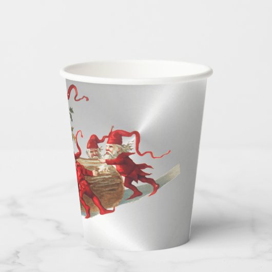  Rode Kerst Feestdagen Silver Party Papieren Bekers (Achterkant)