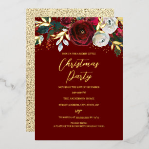 Rode Kerst Feestelijke Party Blad Folie Uitnodiging
