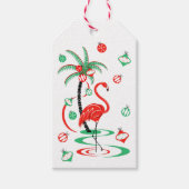 Rode Kerst Flamingo Baubles cadeau label Cadeaulabel (Voorkant)