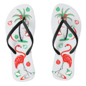 Rode Kerst Flamingo Baubles teenslippers (Voetbed)