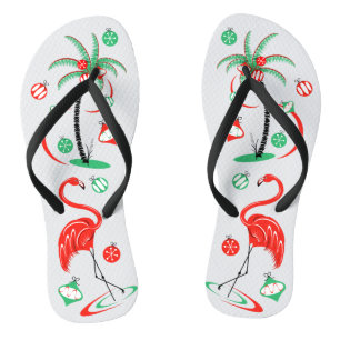 Rode Kerst Flamingo Baubles teenslippers