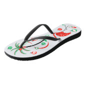 Rode Kerst Flamingo Baubles teenslippers (Schuin)
