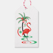 Rode Kerst Flamingo cadeau label Cadeaulabel (Voorkant)
