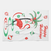 Rode kerst Flamingo Feestdagen keukendoek Theedoek (Horizontaal)