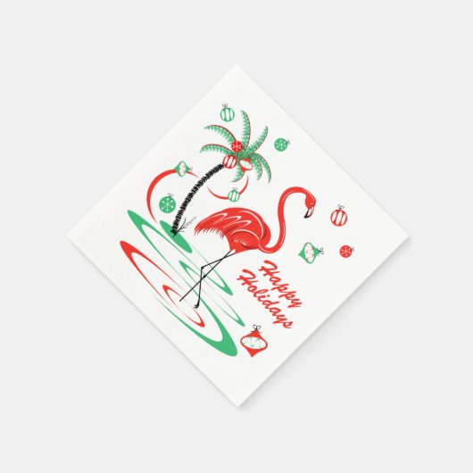 Rode Kerst Flamingo Feestdagen servet papier (Hoek)